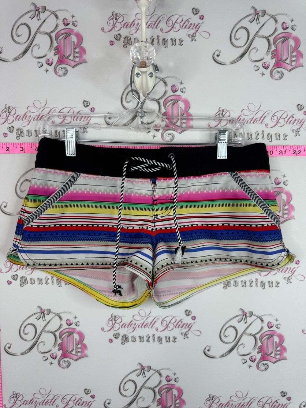 Rip Curl shorts swim Multicolor Striped Athletic mini booty Black Waistband